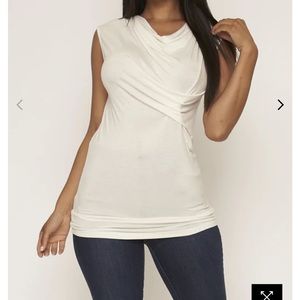 COPY - hem and Tread Sleeveless Top color Ivory
